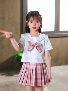 Wanders เสื้อแขนสั้นเด็กผู้หญิง ชุดเช็ตเด็กผญ หญิง JK ชูดฤดูร้อนชูด ใหม่สไตล์ต่างประเทศเสื้อผ้าเด็กสาววิทยาลัยสไตล์กระโปรงเด็กชูดสองชิ้น