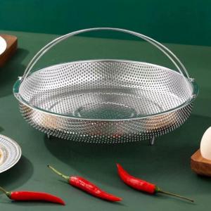 Multifunctional Stainless Steel Steamer Household Kitchen Multifunctional Drainage Basket with Handle Fine Mesh Steamer
