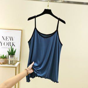 2025 New Modal Strap Vest Women Spring Summer V-neck Sleeveless Loose Casual Top Large Size T-shirt July Deer Brand