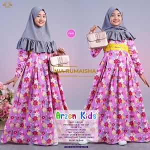 ARZEN KIDS - DRES ANAK PLUS JILBAB BY NIA RUMAISHA || BAHAN KATUN || ZIPPER BELAKANG DAN TALI PINGGANG