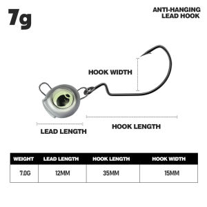 TAIYU 10pcs/Set 3.5/5/7/10g Luminous 3D Bionics Eyes Fishing Hooks Anti-Snagging Bottom High Carbon Steel Hook For Soft Lure