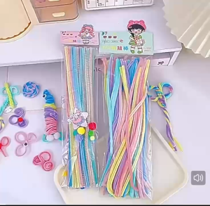 50pcs 8mm Colorful Dense fuzzy wire pipe cleaner craft flower Chenille Stem Childrens Handmade