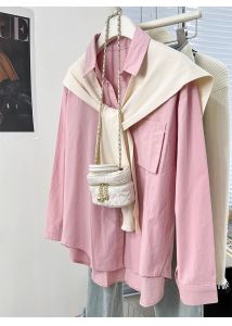 Spring and Autumn Fancy Shirt Casual Loose Bandage Dress Long Sleeves Tops French Two-Piece Suit with a Shawl Shirt Coat Women