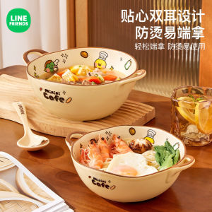 Bát Gốm Hai Tai Cỡ Lớn Phong Cách Hoạt Hình Dùng Cho Gia Đình Và Trẻ Em Bát Đựng Súp Bằng Gốm Sứ Trang Trí Nhà Bếp Chất Lượng Cao