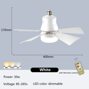 Household led Fan Light 3 Modes Quiet Ceiling Fan Lamps White Blade Fan Light with Remote Control AC85-265V E27 Socket Hanging