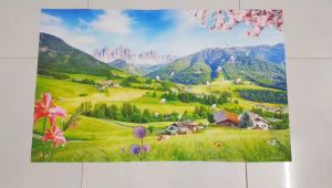 Tranh dán tường HD Thảo nguyên xanh HOP-15542606 Kim sa nhiều kích thước