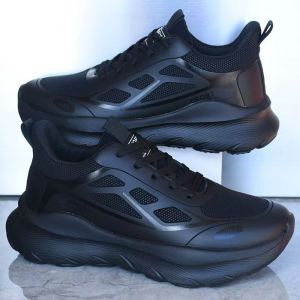 Ultra-Light Waterproof Leather Surface Mens Running Shoes Soft Bottom Anti-Slip Wear-Resistant Fashionable Sports Shoes