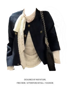 Fall Fashion plus Size Beautiful MM French High-End Sensation Small Fragrance Style Jacket Long Sleeve Lace Knitted Sweater Trendy Two-Piece Set