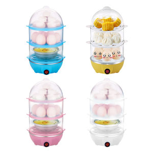【Vakind】220V Electric Egg Boilerwith 3-Layer Design and Timer Multifunctional Portable Food Steamer for Breakfast and Milk Steaming