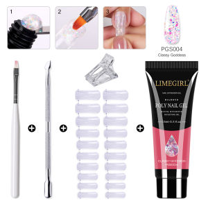 15ml Poly Nail Gel Complete Set for Nail Extension Glitter Solid Color Gel Polish Kit Quick Extension Gel Soak Nail Art DIY Nail
