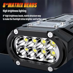 Rechargeable Super Bright LED Flashlight Portable Work Light with High Brightness COB Side Light for Outdoor Camping