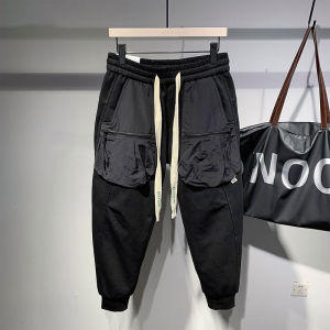 อินเทรนด์ ญี่ปุ่น สตรีทแวร์ ขากว้าง กางเกง ลำลอง ผ้าฝ้าย กางเกงขายาว สำหรับผู้ชายที่มีกระเป๋า ฤดูใบไม้ร่วง แฟชั่นประกบชุดทำงาน กางเกงวอร์ม