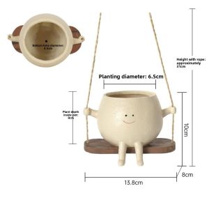 Nordic Cartoon Succulent Planter Cute Smiling Face Swing Decorative Personalized Wall Hanging Red Ceramics Flower Pot