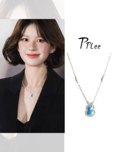 Chao Lusi New Chinese Style Turquoise Gourd Necklace National Trend Clavicle Chain Earrings Versatile Floral Pendant Womens Jewelry