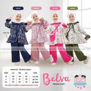 PROMO COD Setelan Terbaru Atasan Lengan Panjang Motif Cantik Dan Elegant Dengan Celana Panjang Polos Anak Perempuan Usia 4-10 Tahun Belva Set Kiddos Kidss