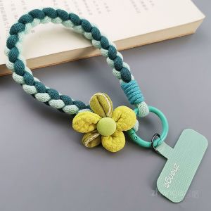 Durable Comfortable Cotton Wrist Strap Short Portable Mobile Phone Lanyard for Women Personalized Dopaamine Flower Jewelry