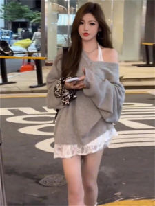 เสื้อกั๊กสายเดี่ยวผ้าลูกไม้สีขาวสไตล์หวานสำหรับสาวๆ ช่วงต้นฤดูใบไม้ผลิ เสื้อชั้นในสำหรับผู้หญิง ชุดชั้นในแบบซ้อนชั้น เสื้อคอวี