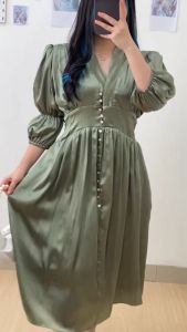 6051 Gwen V-Neck Silk Maxi Dress Natal Dress Kasual