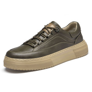 2025 New Mens Shoes Large Size 45 Genuine Leather High-End Thick Bottom Heightening Casual Board Shoes Mens Sports Shoes