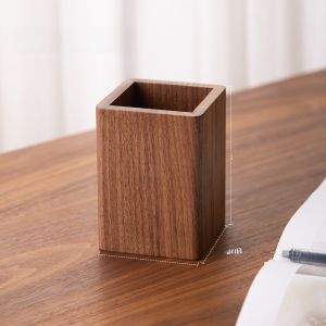 Simplistic Black Walnut Wooden Desktop Organizer Box Remote Controller Office Stationery Supplies Multi-Function Luxury Storage Box