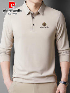 Áo Thun Nam Pierre Cardin Ice Silk Tay Dài Mùa Xuân 2025 Cổ Polo Lụa Tơ Tằm Mỏng Cổ Bẻ Tay Dài Thời Trang Thường Ngày