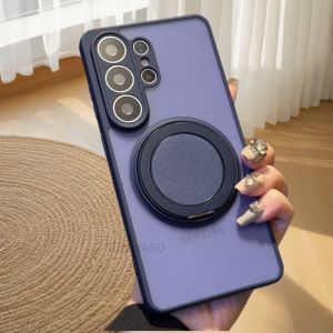 For Magsafe Magnetic Skin Feel Phone Case For Samsung Galaxy S26 S25 Edge S24 S23 S26 Ultra Plus FE Rotating Bracket Matte Cover