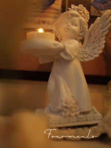 Angel Chapter Candlestick Tea Wax Aromatherapy Candle Vintage Decoration French Art Romantic Candlelight Dinner American Style