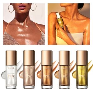 QIBEST Liquid Highlighter Glitter 5 Màu Trang Điểm Mặt Cơ Thể Phát Sáng Đường Viền Lung Linh Chiếu Sáng 40Ml Gừng Mỹ Phẩm
