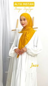 𝐉𝐀𝐂𝐄 JILBAB HIJAB BERGO SEGITIGA INSTAN Jersey Non Pet Pad ALYA Premium