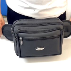 Ready Stock!! LEEFO 5 Zip Compartments Pu Leather Men Waist Bag Pouch Bag Durable Quality (M) Size