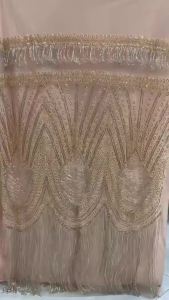Luxury Red African Beaded Mesh Lace Fabric Embroidery Sequins French Tulle Lace For Nigerian Wedding Party Dress 5 Yards AT2911