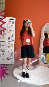 Croptop / Crop Top Kaos Wanita - FLOWER SUN - NAOTEE KAOS