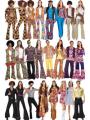 Retro Disco Costume 70s Hippie Makeup Party Elvis Presley Bar Rock Singer Performance Outfit Polyester Material Women's Fashion. 
