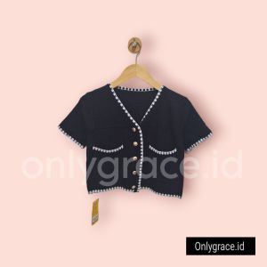 Crop Top Knit Blouse Rajut Blouse Knit Import Crop Rajut Import Lengan Pendek
