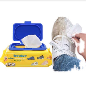 Khăn lau giầy siêu sạch Giấy lau giầy trắng (gói 30 tờ) - lau túi xách nhanh khô mùi dễ chịu tiện lợi dễ sử dụng