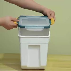 25KG Rice Storage Box With Cup Dry Food Storage Grain Cereal Dispenser Rice Storage Container With Lid Rice Bucket Airtight Sealed Food Container Moisture-Proof and Insect-Proof for Kitchen
