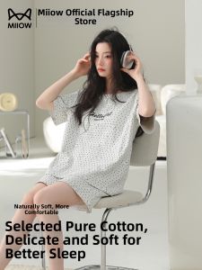 MiiOW | Summer Light Wearable Outdoors Pure Cotton Polka Dot Pajama Short Sleeve and Shorts Set