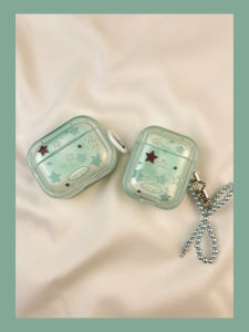 Mint Green Gradient Star Bluetooth Wireless Earphone Case Soft Shell TPU AirPods 2 3 4 Protective Cover for Apple pro Headsets