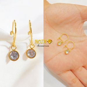 Anting Titanium Gold Kait Permata Korean Earning