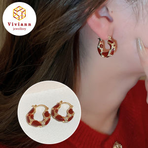 Viviann Original French Vintage U-shaped Ear Buckles Earrings Transparent U-Shaped Piercing Hoop Earrings For Women Fashion Geometric Dangle Earrings Amber Color Resin Ear Buckle Jewelry