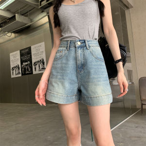 กางเกงขาสั้นผ้ายีนส์ทรงหลวมเอวสูงสไตล์ย้อนยุคสำหรับผู้หญิงในช่วงฤดูร้อน กางเกงขาสั้นทรงเอกระชับสัดส่วนสำหรับสาวฮอต กางเกงขาสั้นผ้าเดนิมบาง