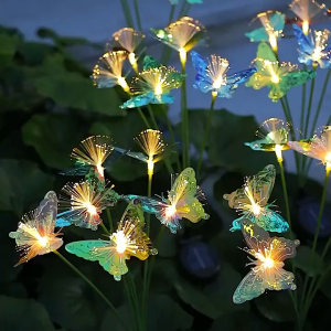 Solar lamp🦋ไฟโซล่าเซลล์ LED ผีเสื้อ กว่งไปกับสายลม ไฟตกแต่งสวน และสนามหญ้ากลางแจ้ง