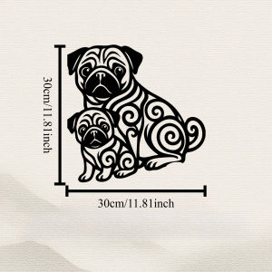 CIFbuy | CIFbuy Metal Wall Art Adorable Pug Dog Sculpture Rust-Resistant Iron Decor for Garden & Bedroom Home Gift
