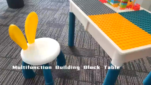 PlayPark Kids Building Block Table Chair Set STEM Learning Activity Center Large Storage Toy Desk for Toddlers Boys Girls
