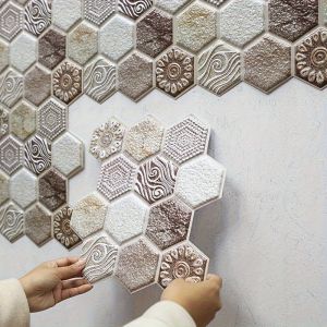 5/10pcs 3D Hexagonal Vinyl Wall Sticker Self-Adhesive Waterproof Irregular Shape Decorative Tiles for Kitchen Bathroom Furniture