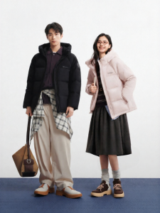 BOSIDENG | Hooded Loose Fitting Short Down Jacket