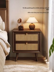 MR ART | Tủ Đầu Giường Phong Cách Cổ Điển Mây Tre Đan Nhỏ