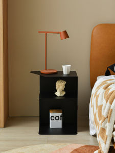 Maifan Light Luxury Bedside Table Bedroom Small Apartment Bedside Cabinet Personalized Design Black Storage Rack Personalized Bedside Table