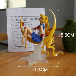 Bandai | Sailor Moon Figure Set Tsukino Usagi Winged Moon Sitting Version PVC Collectible Statue Desk Shelf Display Gift for Anime Lovers