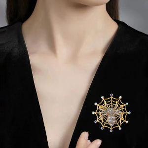 Fashionable Creative Spider Web Brooch Pin Retro Personalized Insect Suit Coat Collar Pin Accessories Stylish Trendy Design